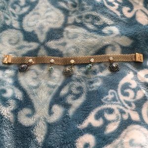 Betsey Johnson blue flower and gold bracelet